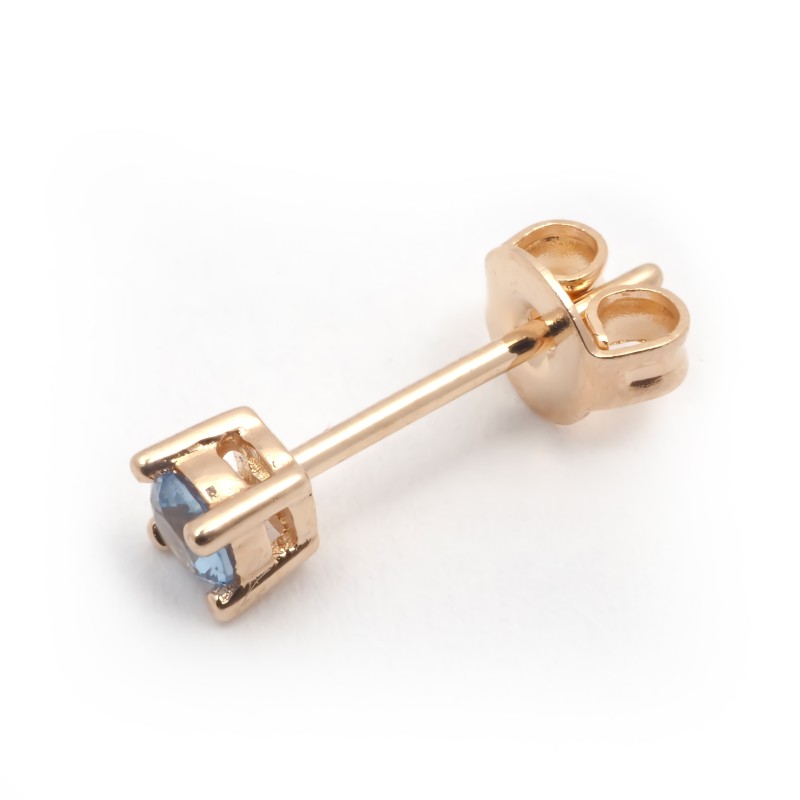 Boucles d'oreilles clous solitaires femme carador en plaqué or et spinelle bleu clair