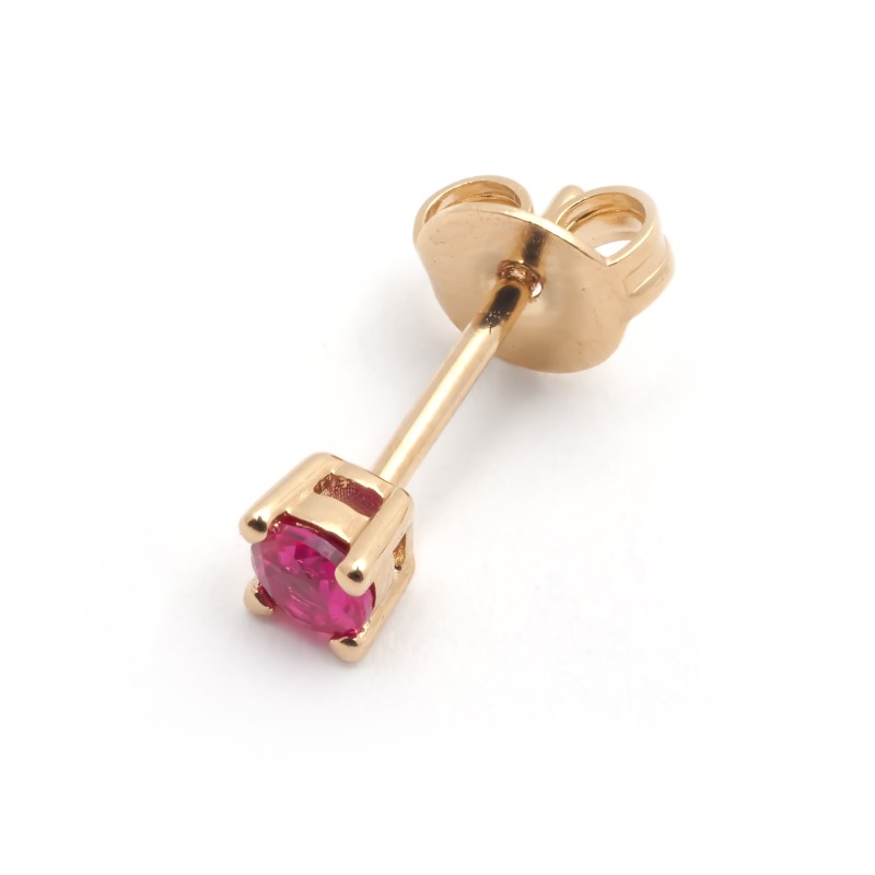 Boucles d'oreilles clous solitaires femme carador en plaqué or et spinelle rouge