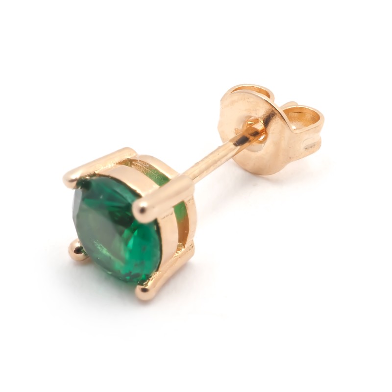 Boucles d'oreilles clous solitaires femme carador en plaqué or et spinelle vert