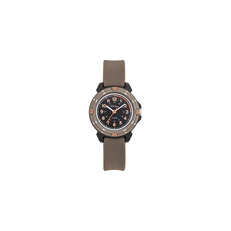 Montre Tekday marron avec bracelet en silicone