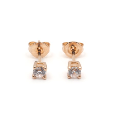 Boucles d'oreilles rondes plaqué or et oxydes de zirconium