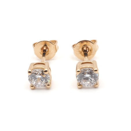 Boucles d'oreilles rondes plaqué or et oxydes de zirconium