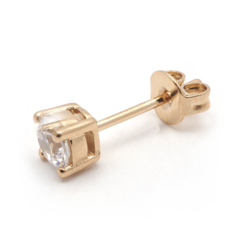 Boucles d'oreilles plaqué or et oxydes de zirconium 4MM sertis 4 griffes carador