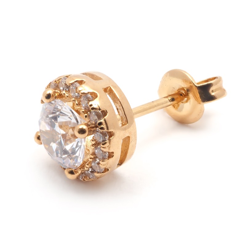 Boucles d'oreilles rondes plaqué or et oxydes de zirconium carador