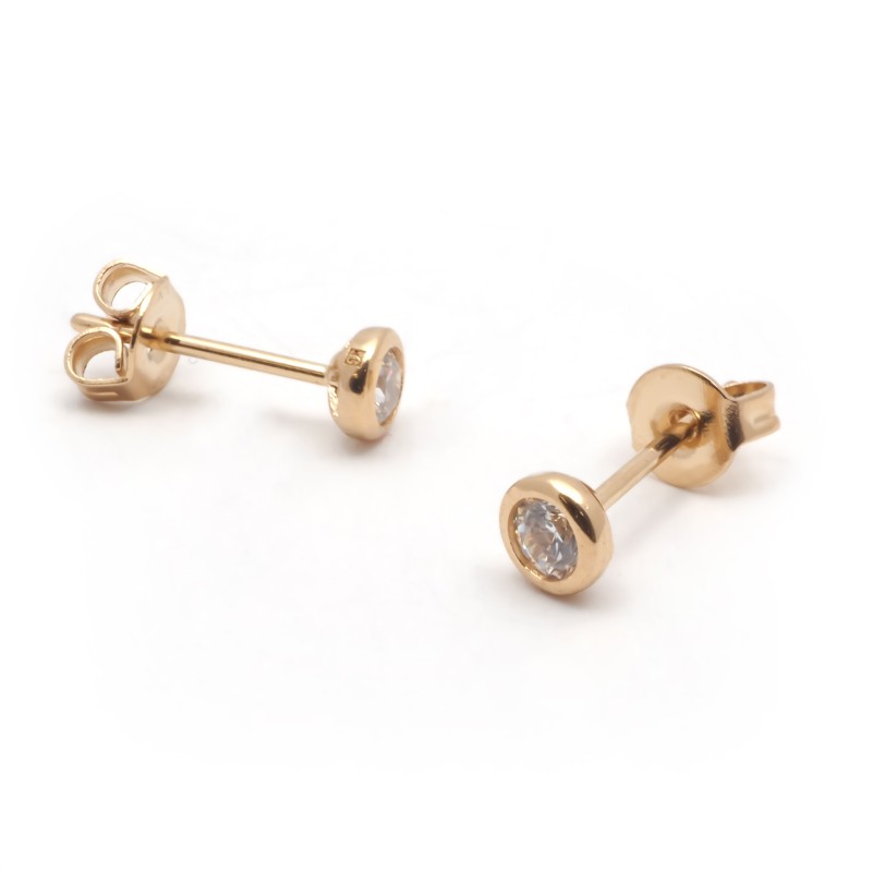 Boucles d'oreilles plaqué or et oxydes de zirconium 3MM carador