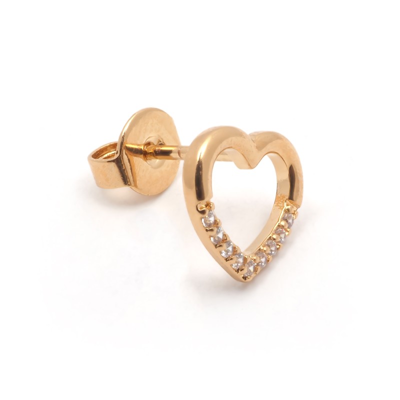 Boucles d'oreilles clous femme carador en plaqué or avec oxydes de zirconium motif cœur