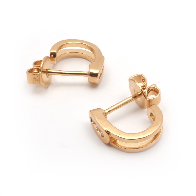 Boucles d'oreilles demi créoles femme carador en plaqué or avec oxydes de zirconium