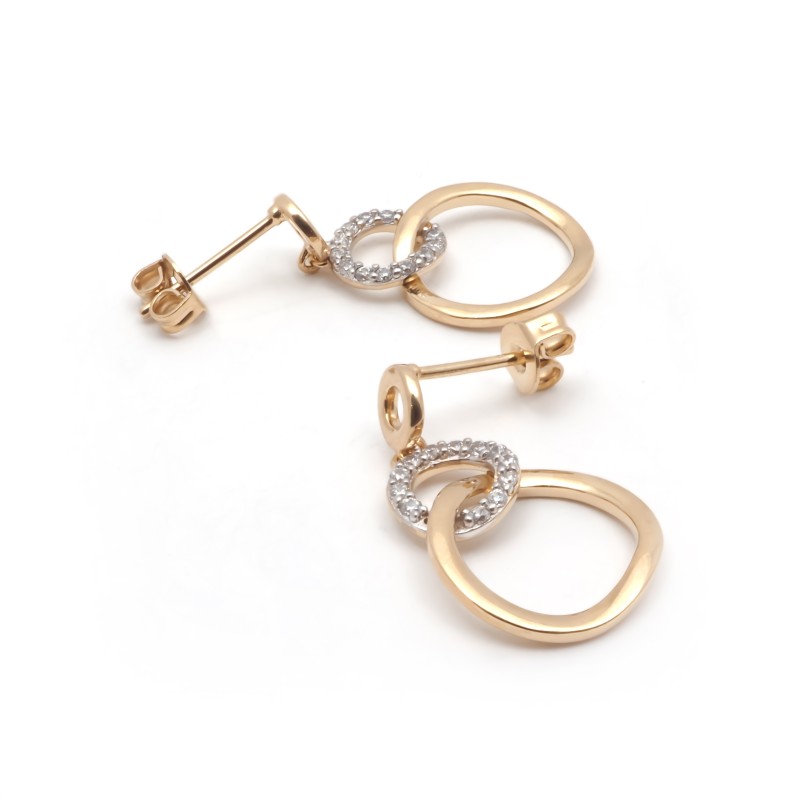 Boucles d'oreilles fantaisie doubles cercles femme carador en plaqué or avec oxydes de zirconium