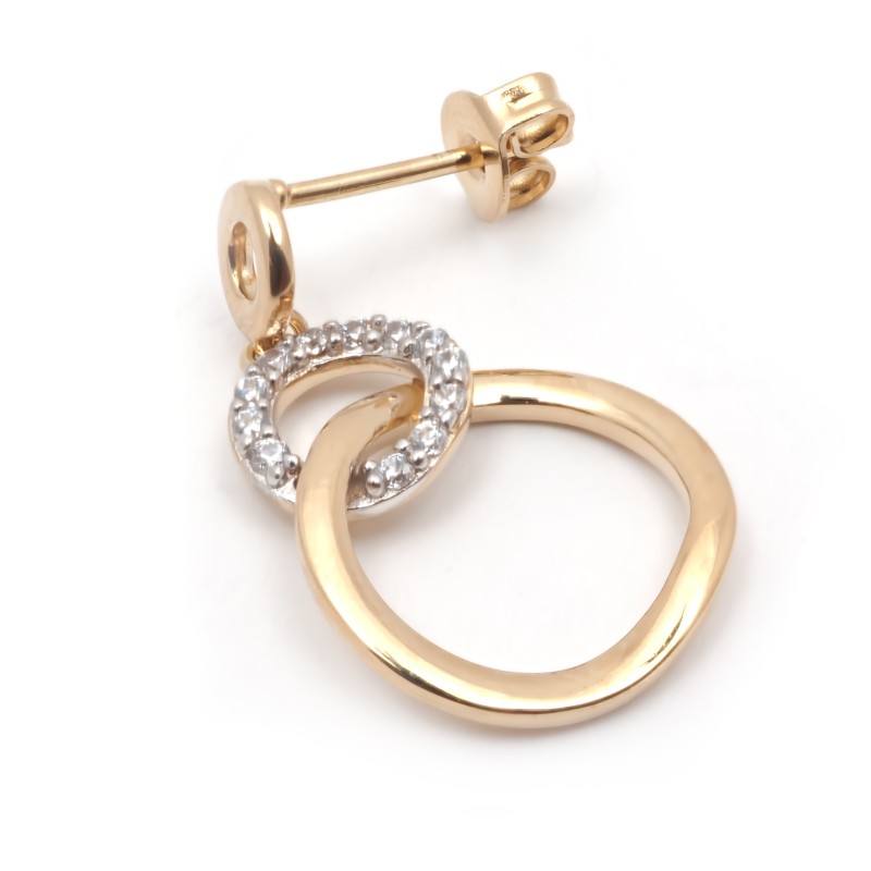 Boucles d'oreilles fantaisie doubles cercles femme carador en plaqué or avec oxydes de zirconium