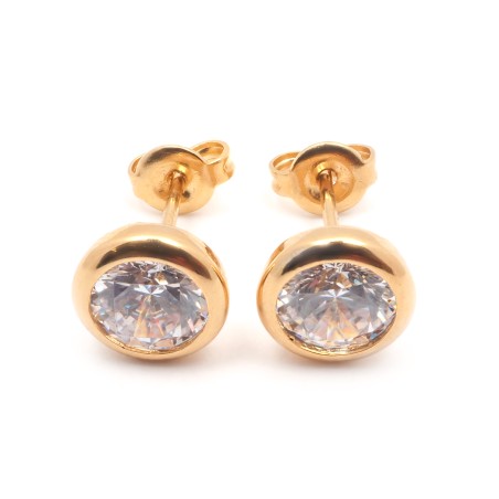 Boucles d'oreilles plaqué or et oxydes de zirconium