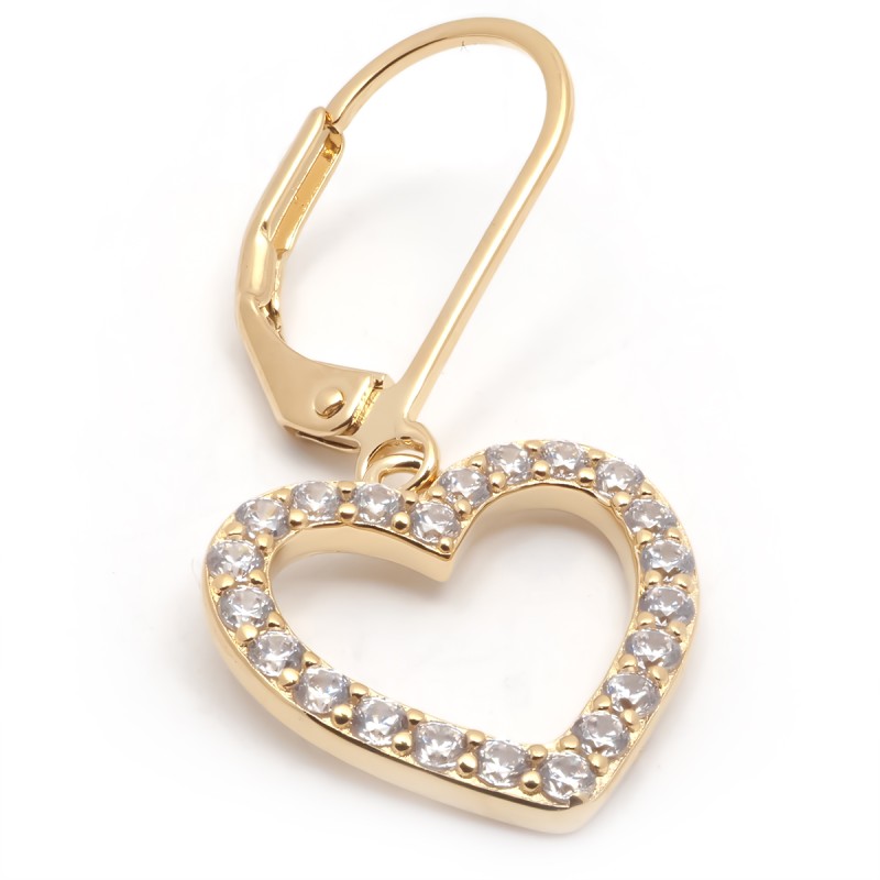 Boucles d'oreilles dormeuses femme carador en plaqué or avec oxydes de zirconium motif cœur