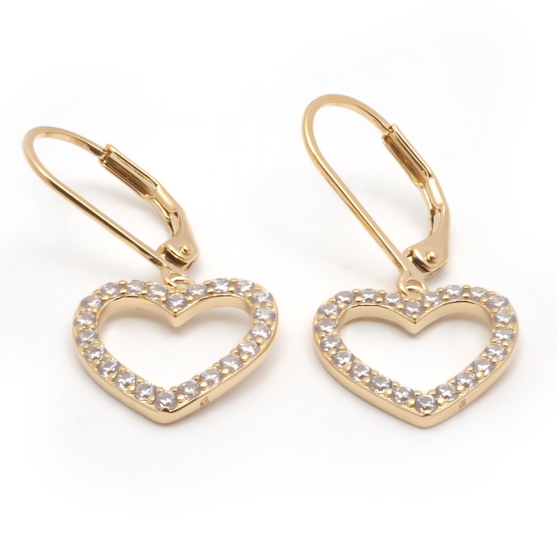 Boucles d'oreilles dormeuses femme carador en plaqué or avec oxydes de zirconium motif cœur