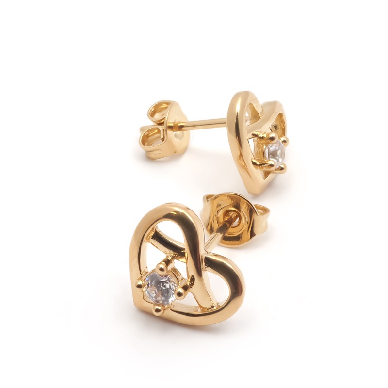 Boucles d'oreilles plaqué or motif coeur carador