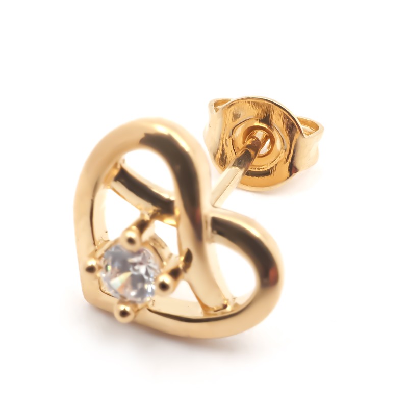 Boucles d'oreilles plaqué or motif coeur carador