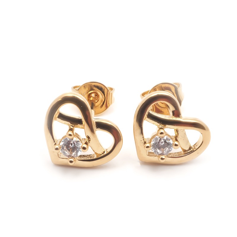 Boucles d'oreilles plaqué or motif coeur carador