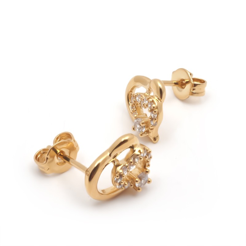 Boucles d'oreilles plaqué or motif coeur carador