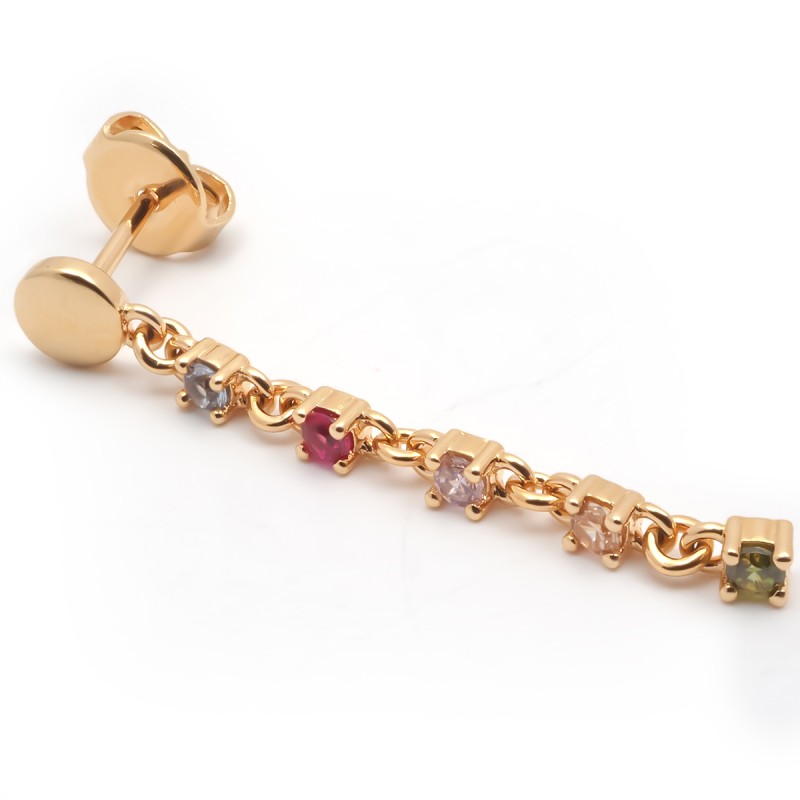 Boucles d'oreilles pendantes fantaisie femme carador en plaqué or avec oxydes de zirconium multicolores