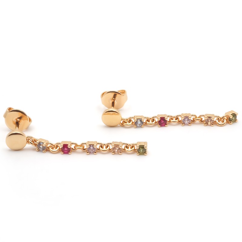 Boucles d'oreilles pendantes fantaisie femme carador en plaqué or avec oxydes de zirconium multicolores