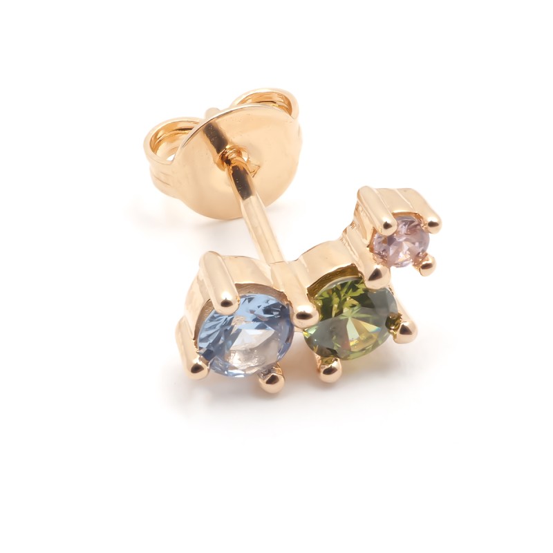 Boucles d'oreilles puces femme carador en plaqué or avec spinelles multicolores