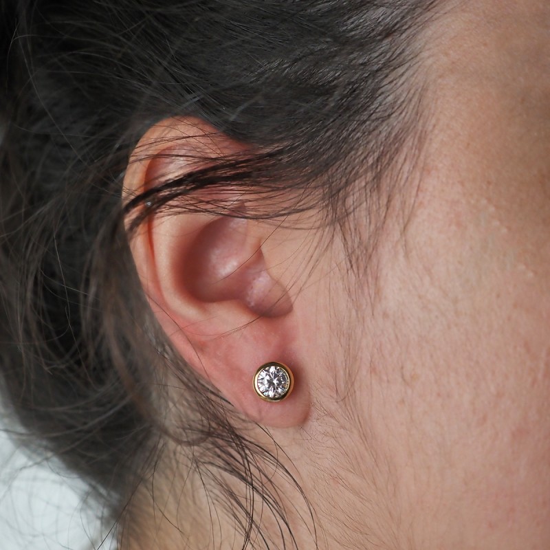 Boucles d'oreilles plaqué or et oxydes de zirconium 6MM carador