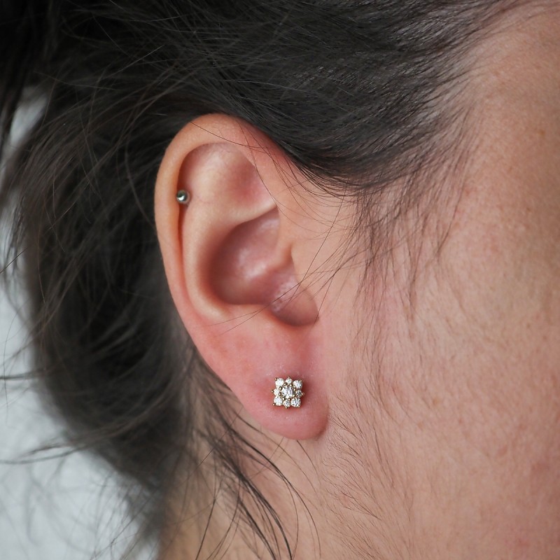 Boucles d'oreilles clous femme carador en plaqué or avec oxydes de zirconium