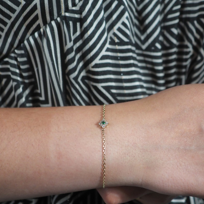 Bracelet fantaisie femme carador en plaqué or avec oxydes de zirconium et spinelle vert