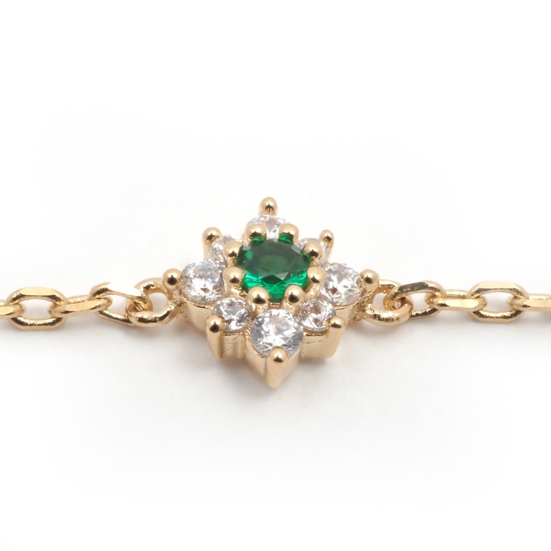 Bracelet fantaisie femme carador en plaqué or avec oxydes de zirconium et spinelle vert
