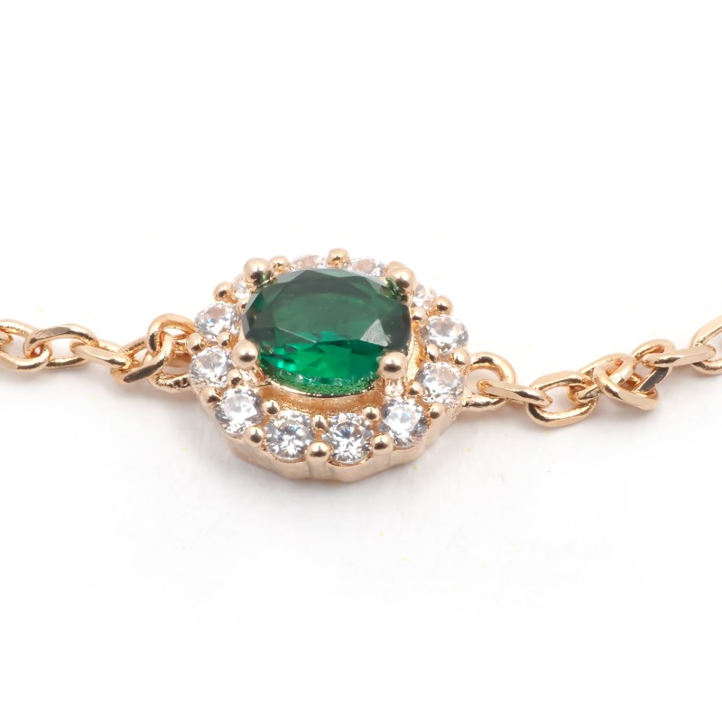 Bracelet fantaisie femme carador en plaqué or avec spinelle vert