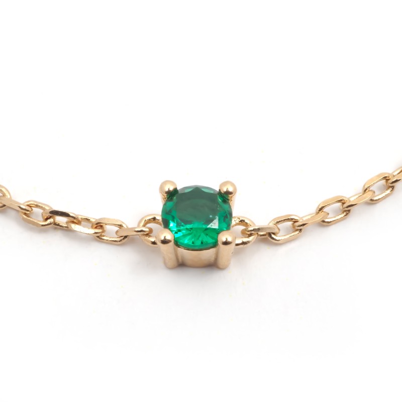 Bracelet solitaire femme carador en plaqué or avec spinelle vert émeraude