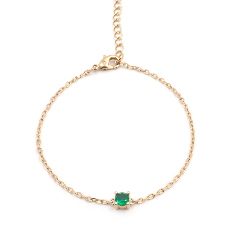 Bracelet solitaire femme carador en plaqué or avec spinelle vert émeraude