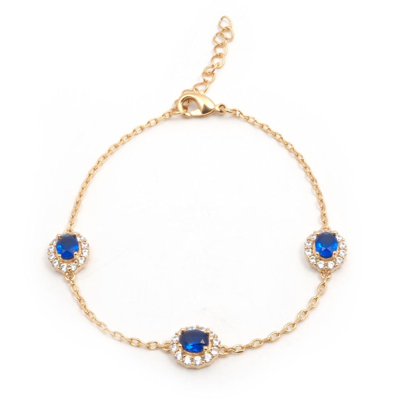 Bracelet fantaisie femme carador en plaqué or avec spinelle bleu