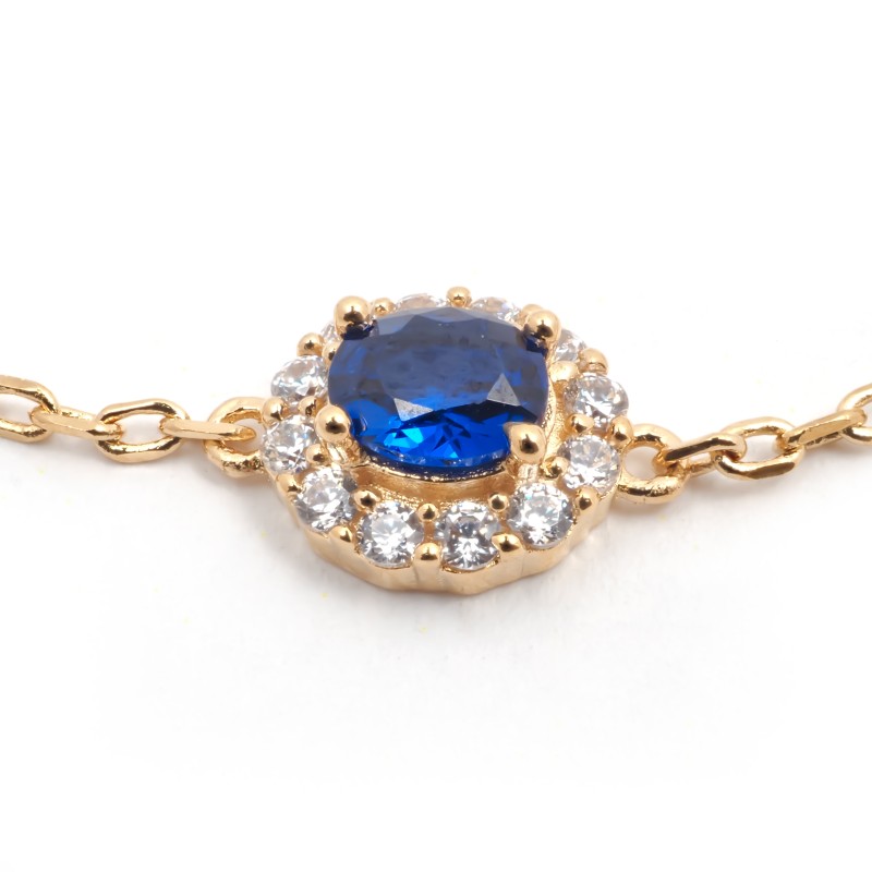Bracelet fantaisie femme carador en plaqué or avec spinelle bleu