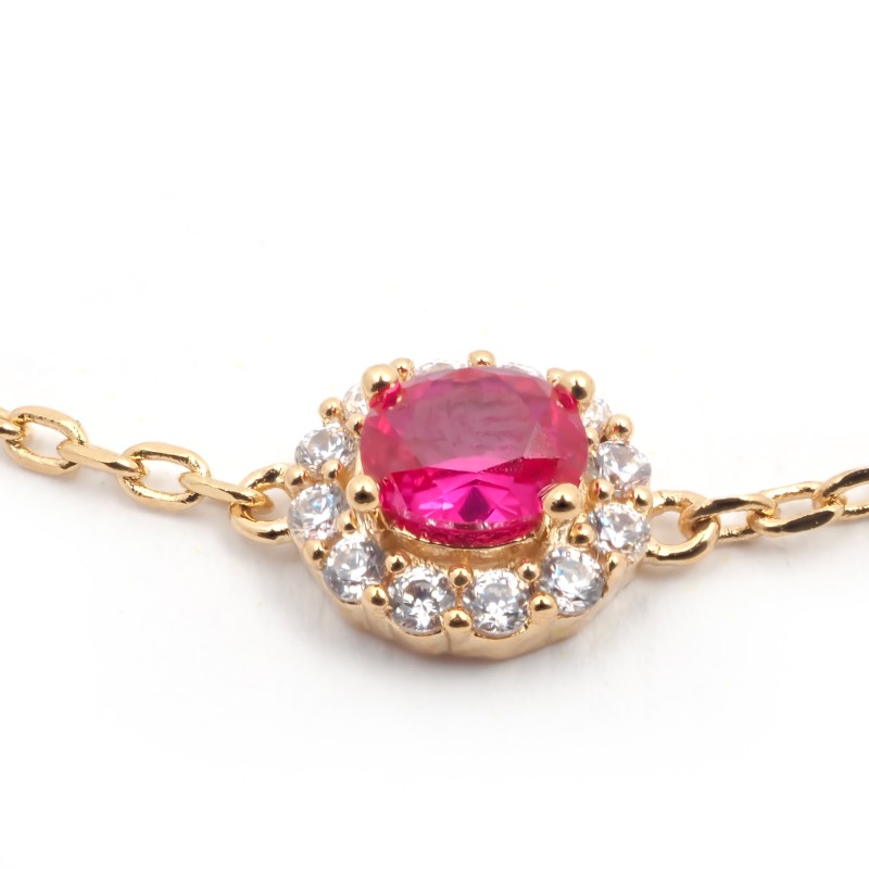 Bracelet fantaisie femme carador en plaqué or avec spinelle rouge