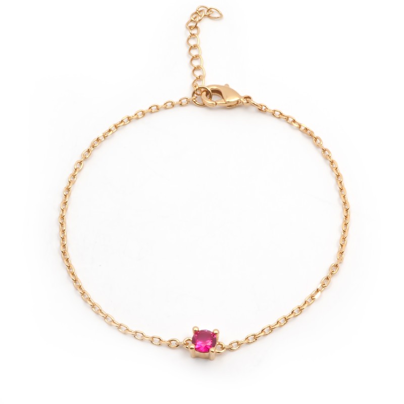 Bracelet solitaire femme carador en plaqué or avec spinelle rouge