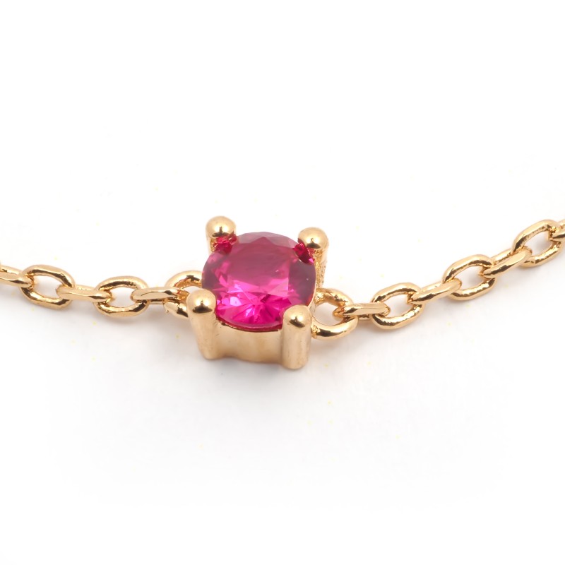 Bracelet solitaire femme carador en plaqué or avec spinelle rouge