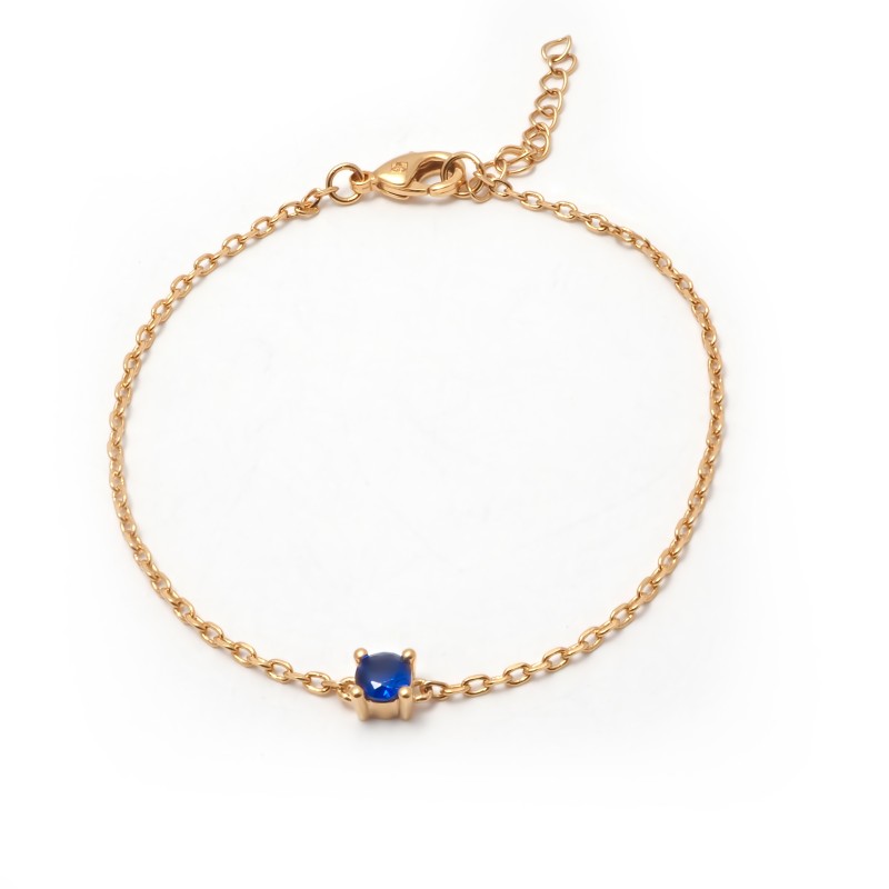 Bracelet solitaire femme carador en plaqué or avec spinelle bleu saphir