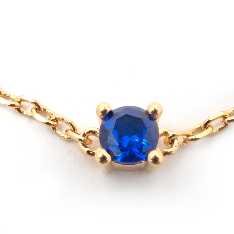 Bracelet solitaire femme carador en plaqué or avec spinelle bleu saphir