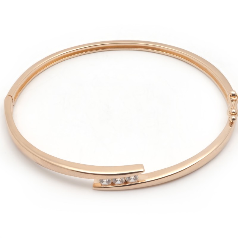 Bracelet Rigide jonc ouvrant femme carador en plaqué or avec oxydes de zirconium