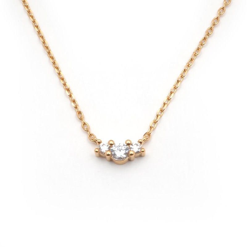 Collier plaqué or et oxyde de zirconium