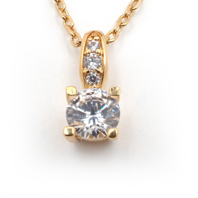 Collier plaqué or et oxydes de zirconium carador