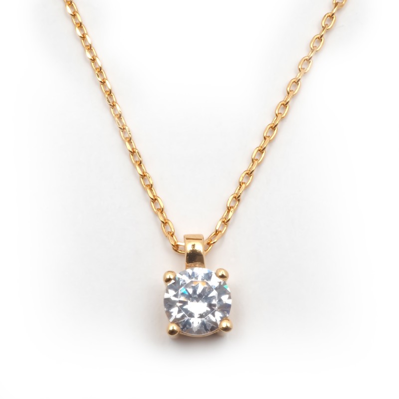 Collier plaqué or et oxydes de zirconium