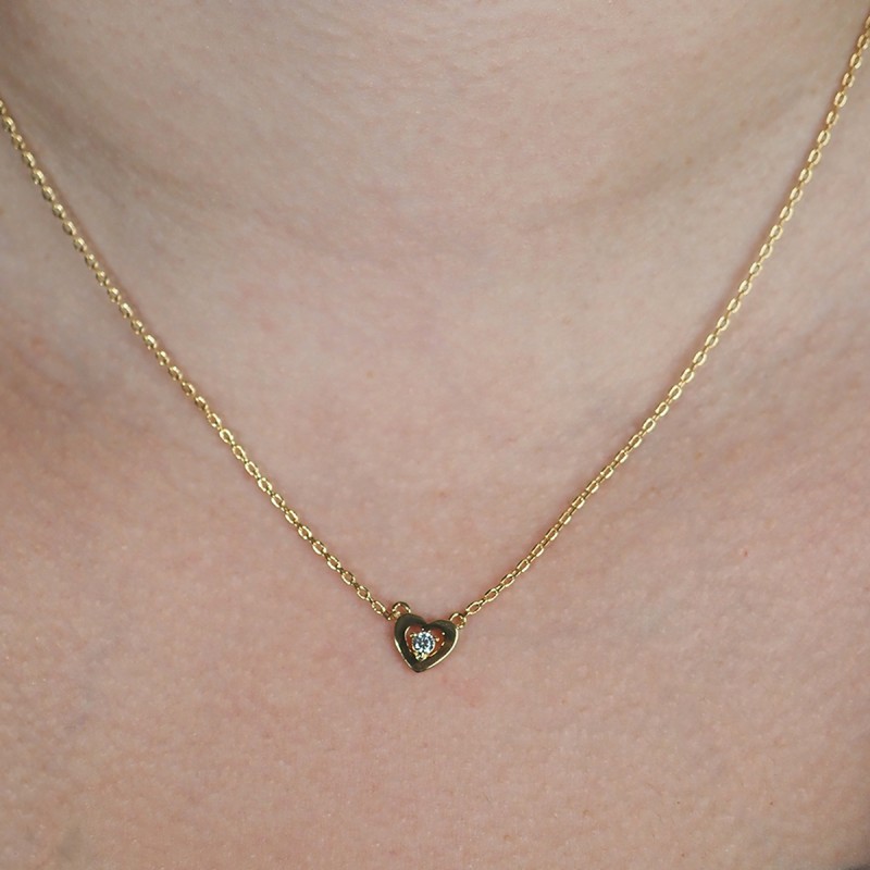 Collier solitaire motif cœur femme carador en plaqué or avec oxyde de zirconium