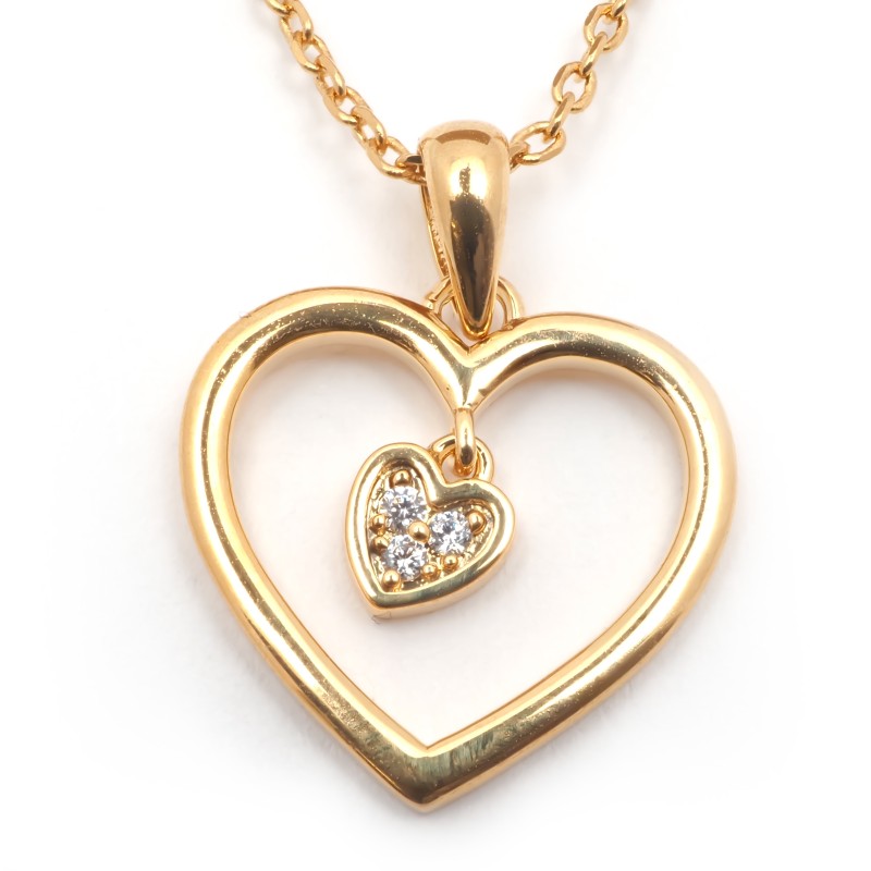 Collier deux coeurs femme carador en plaqué or avec oxydes de zirconium