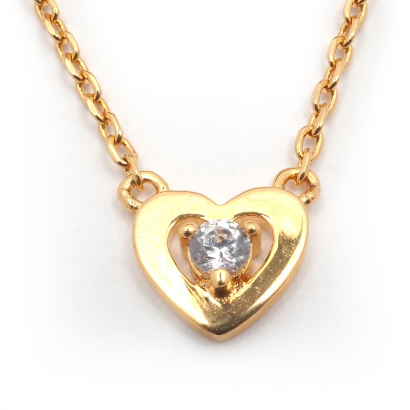 Collier solitaire motif cœur femme carador en plaqué or avec oxyde de zirconium