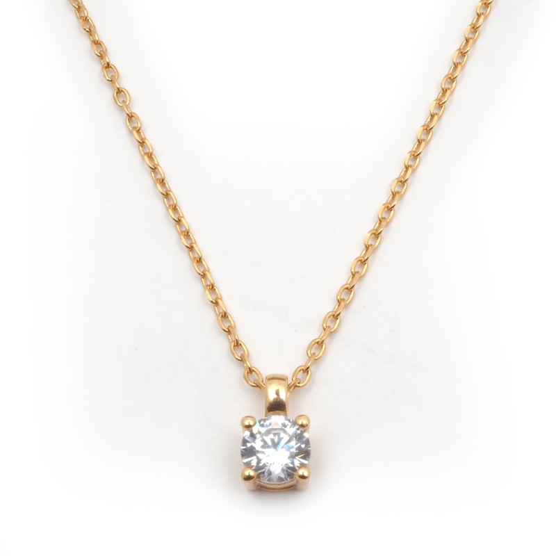 Collier plaqué or et oxydes de zirconium