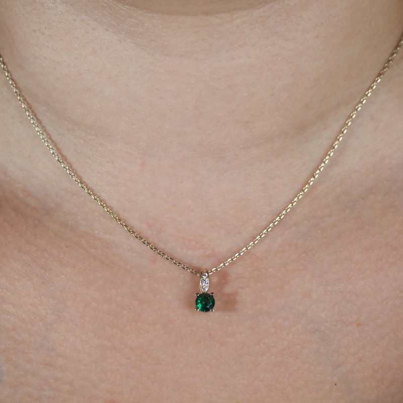 Collier fantaisie femme carador en plaqué or avec oxydes de zirconium et spinelle verte