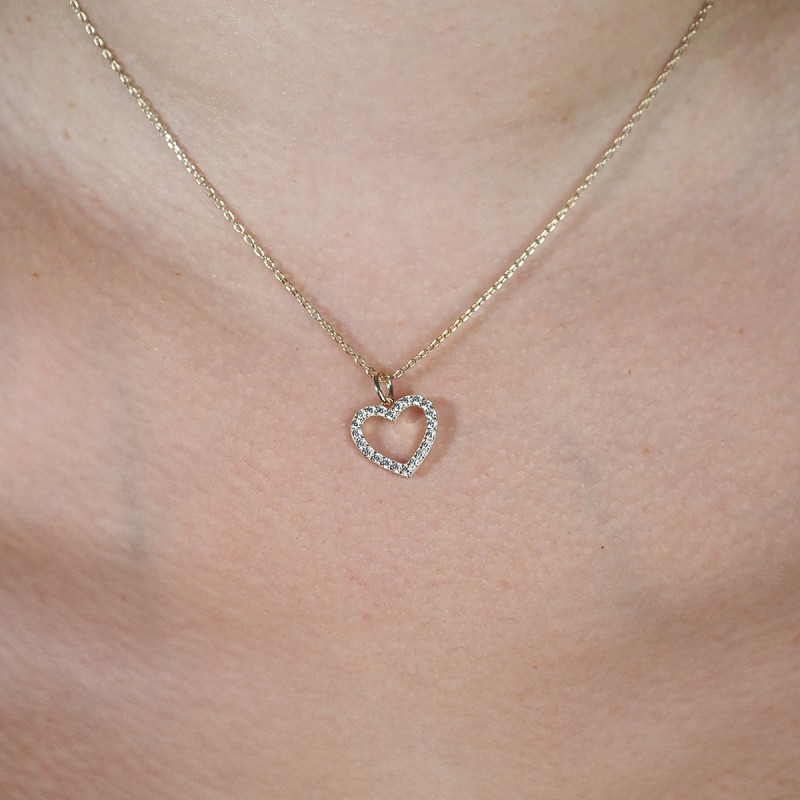 Collier fantaisie femme carador en plaqué or avec oxydes de zirconium motif cœur