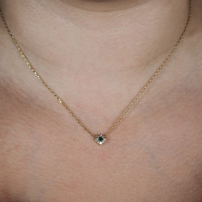 Collier fantaisie femme carador en plaqué or avec oxydes de zirconium et spinelle verte