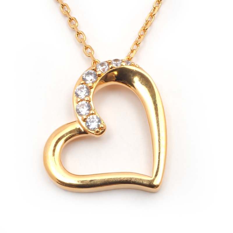 Collier fantaisie  femme carador en plaqué or avec oxydes de zirconium motif cœur