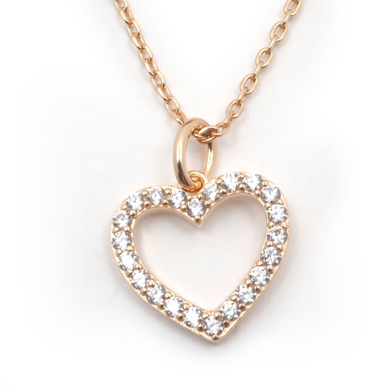 Collier fantaisie femme carador en plaqué or avec oxydes de zirconium motif cœur